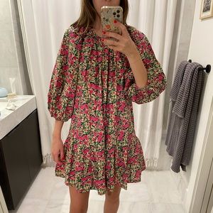 Zara floral long sleeved mini dress